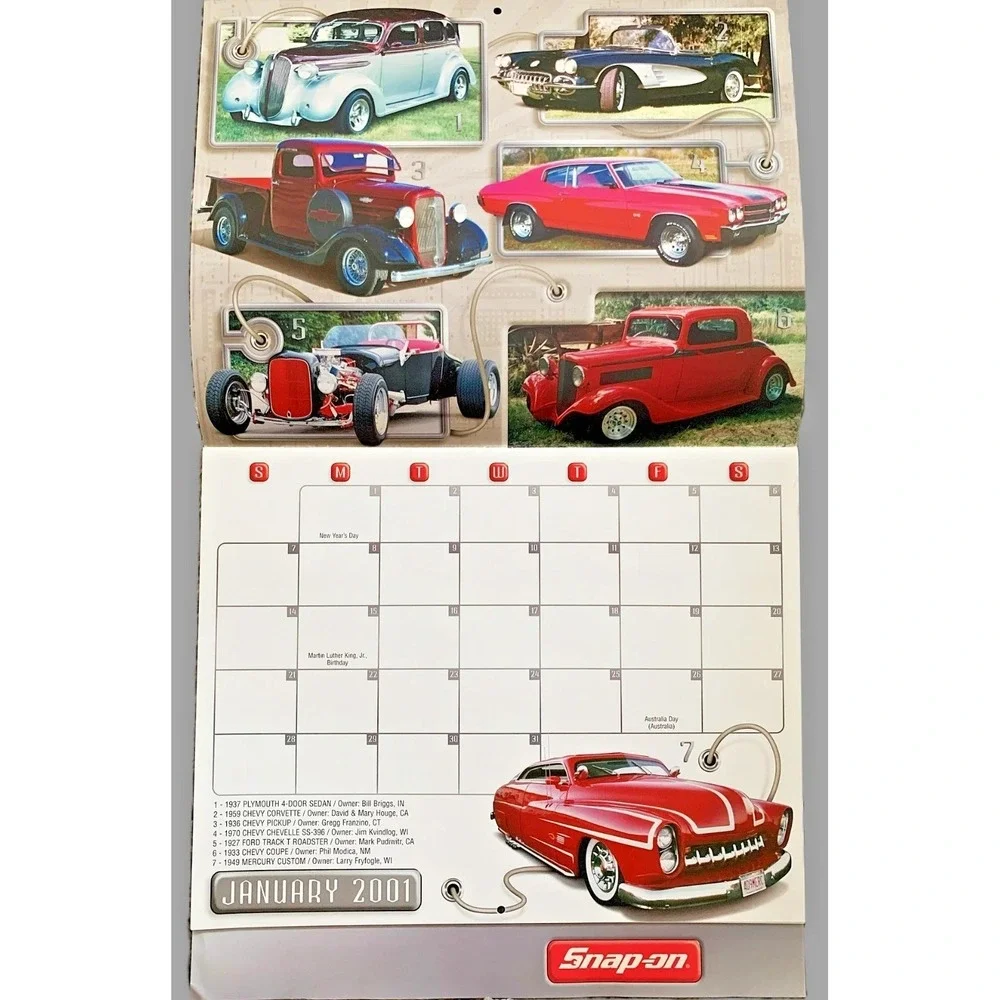 7 Snap-On Tools Collection Calendars 1988-90-92-96-97, 2001-02 Wheels & Girls VG